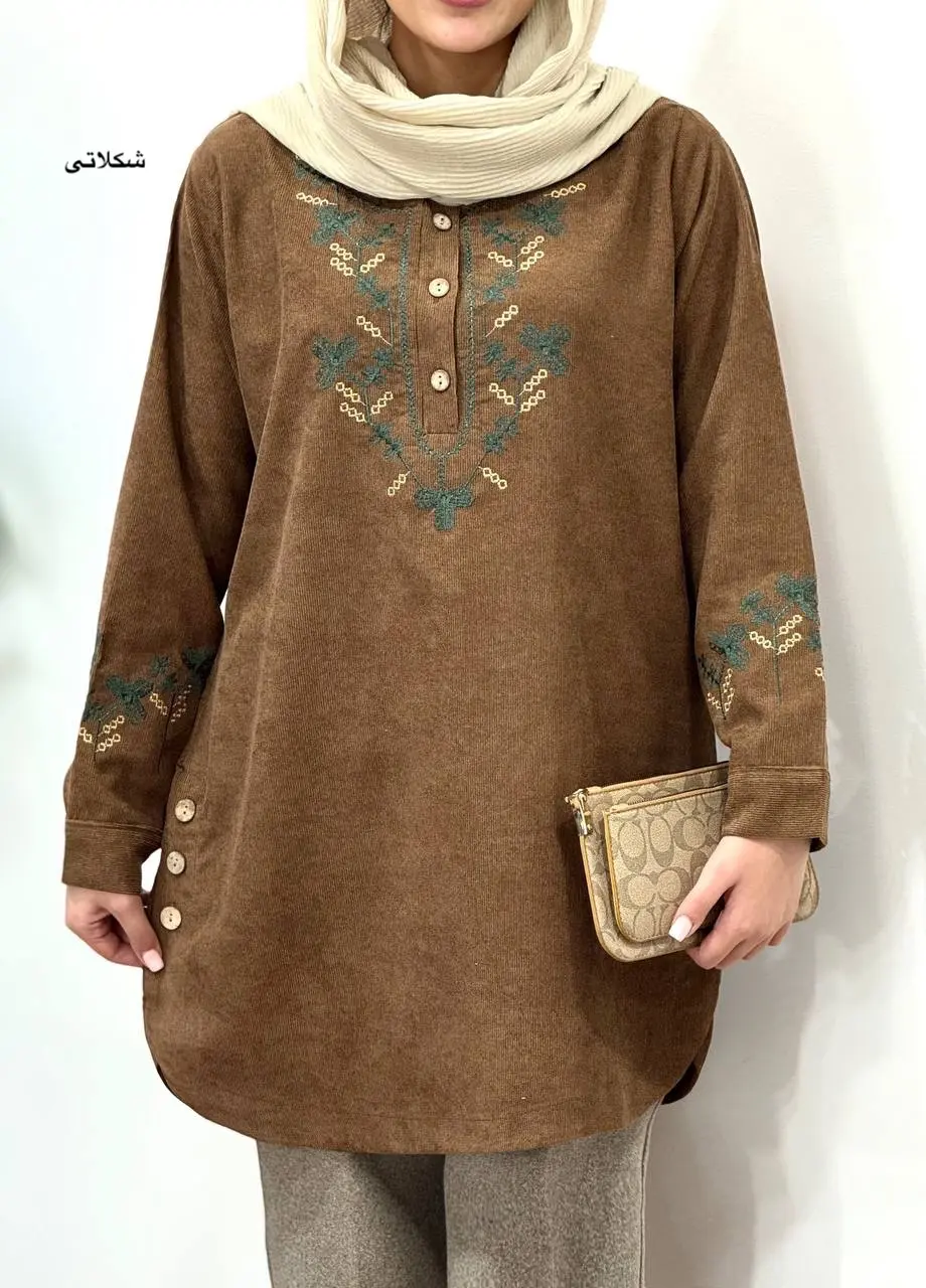 مانتو پاییزه گلدوزی شادی